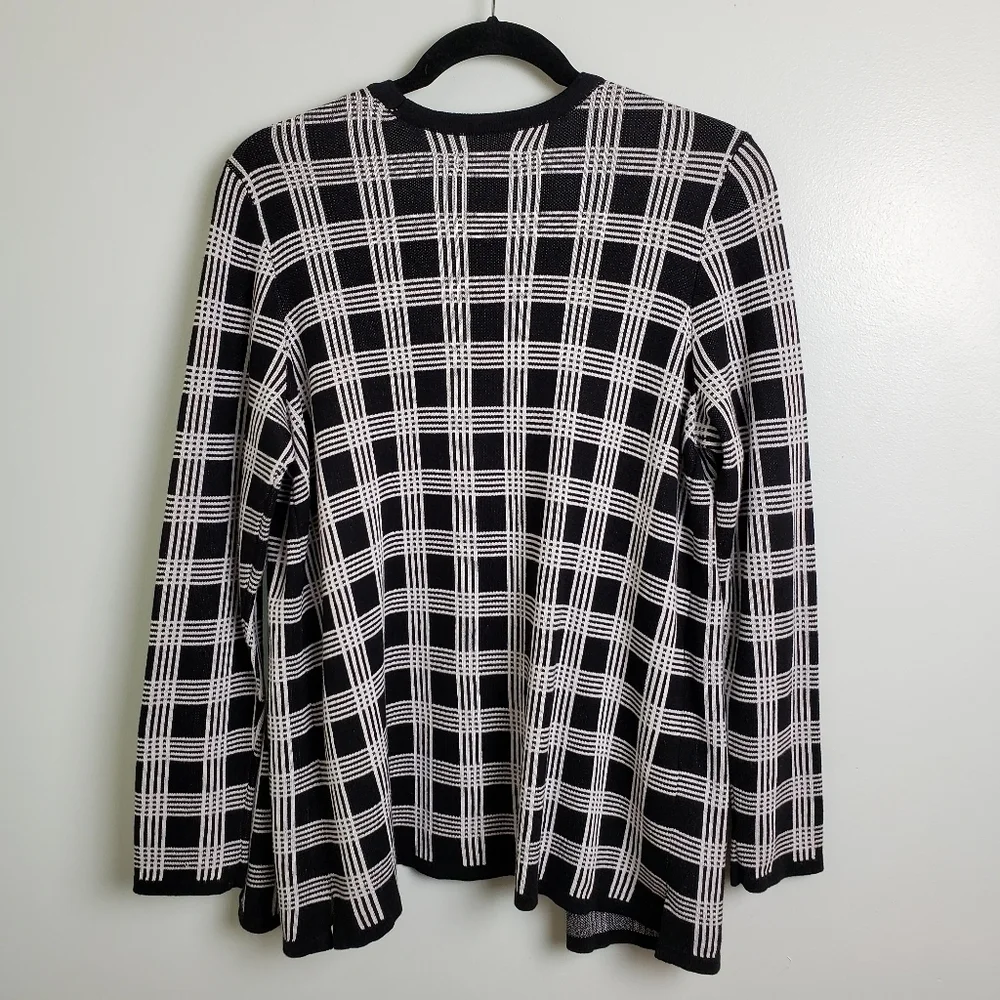 Croft and Barrow Open Front Black and White Cardigan Sz PM